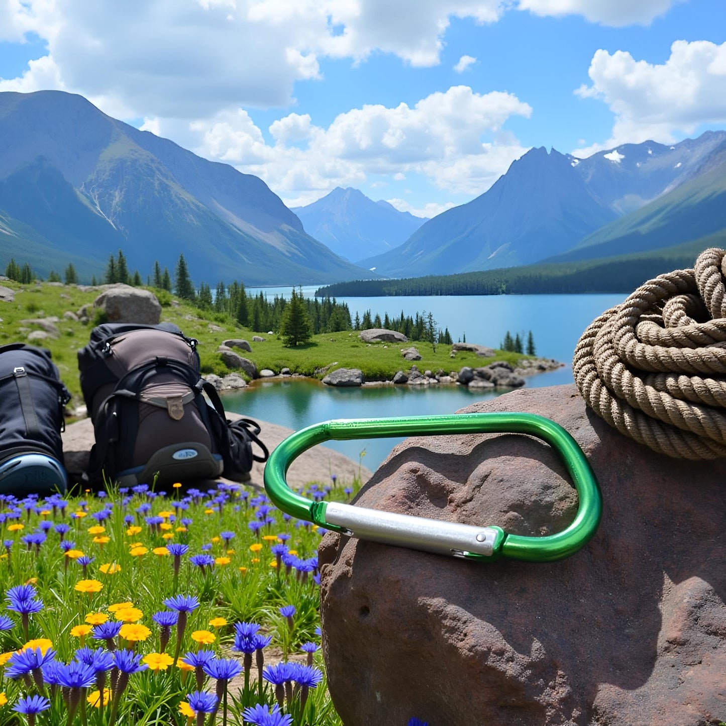 1PCS Carabiner Clip, 3" Aluminum Clips D Ring Shape Carabiner Heavy Duty Carabiner, Key Chain with Ring Keychain Hook Carabiner,Accessory and Keychain Carabiners (Green)