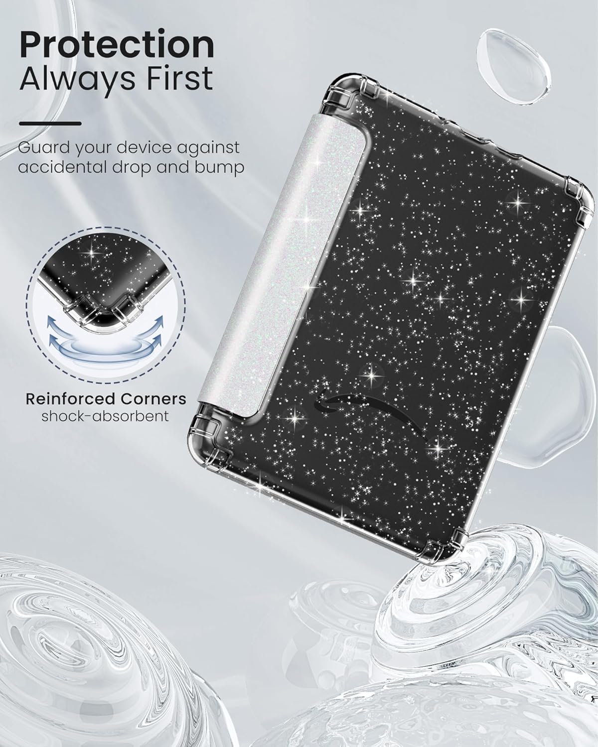MoKo Case for All-New 7" Kindle Paperwhite 2024 12th Gen&Kindle Colorsoft Signature Edition 2024,Ultra Clear Soft Flexible Glitter TPU Back Cover Light Shell with Auto Wake/Sleep, Glitter Purple