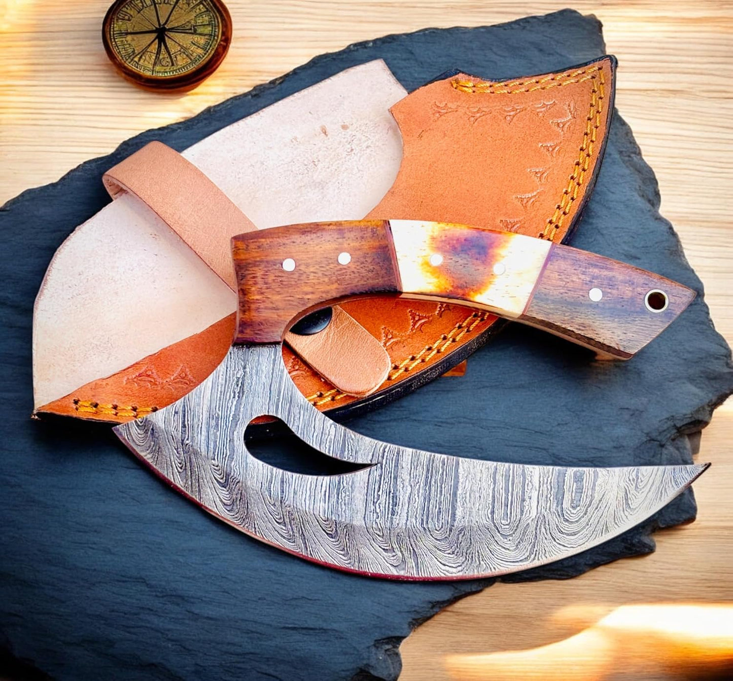 TTC-111 Custom Handmade Ulu kitchen Knife -Wood Handle (TTC-111)