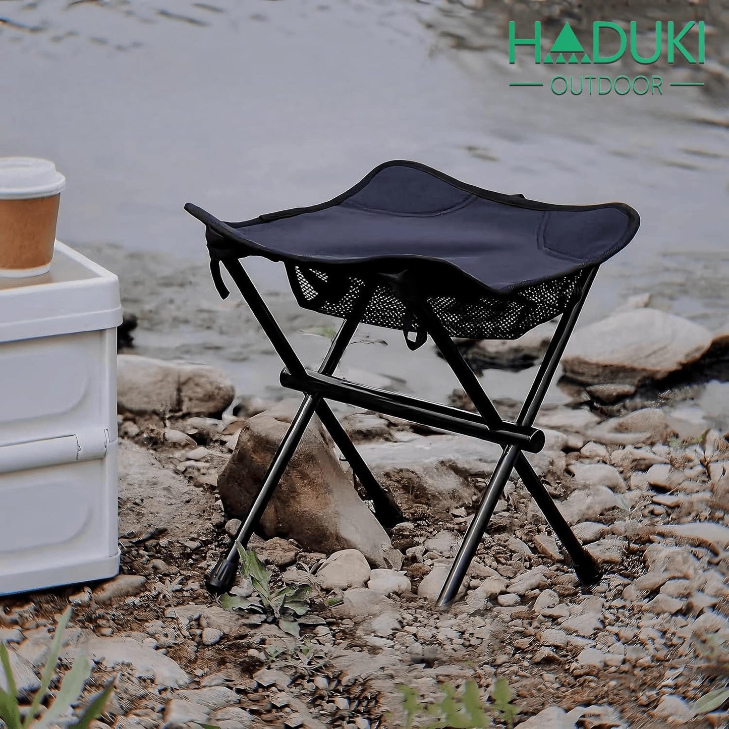 HADUKI Camping Chair Foot Stool,Folding Lightweight Stool Portable Collapsible Camping Stool Retractable Chairs with Carry Bag 220LBS Camping Stools for Indoor Or Camping Fishing Hiking BBQ(Black)