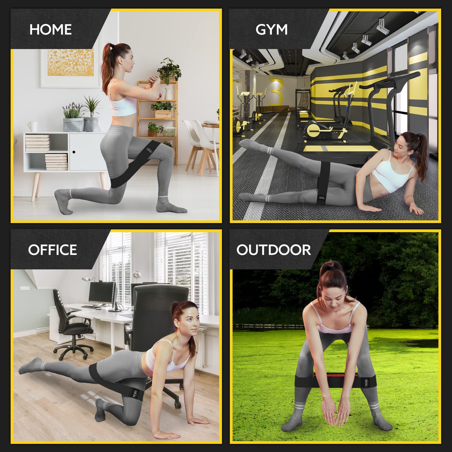 Fabric Resistance Bands for Working Out - Booty Bands for Women and Men - Exercise Bands Set for Legs and Butt (Set of 8)