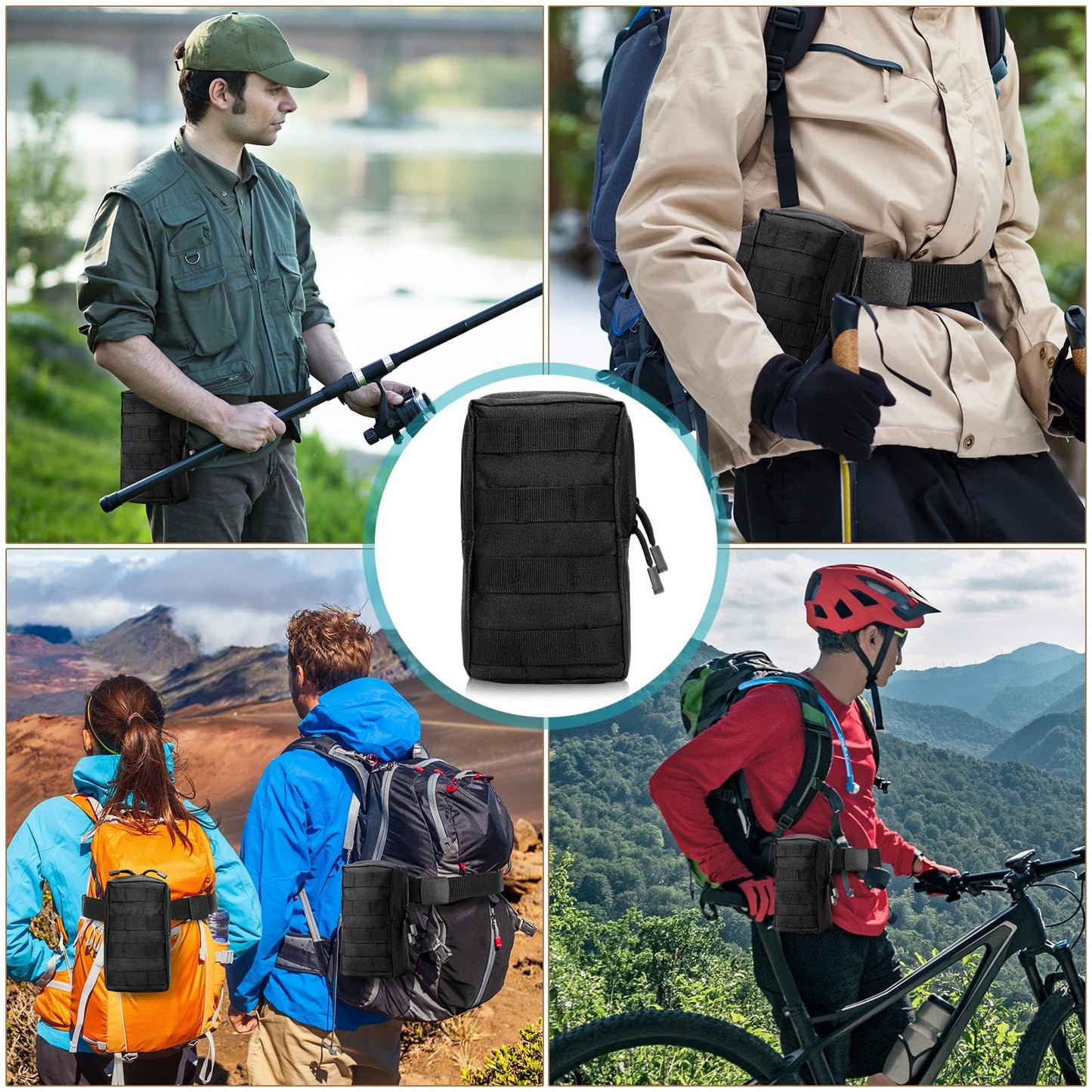 Cunno 8 Pcs Molle Pouches Tactical Compact Water Resistant Pouch Bags Summer Tactical Molle Pouch with Belt Utility Gadget Gear Pouch Hanging Waist Bags