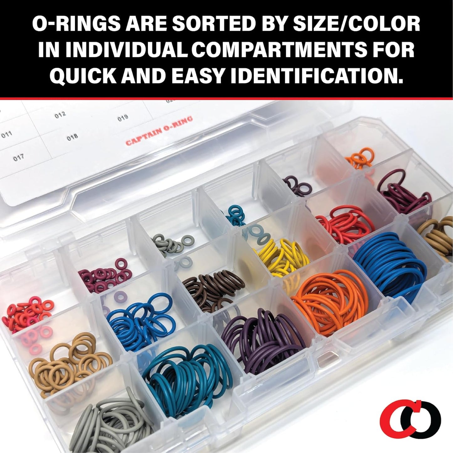 Large Color-Coded Paintball O-Ring Kit - 360 Pieces in 18 Essential Sizes