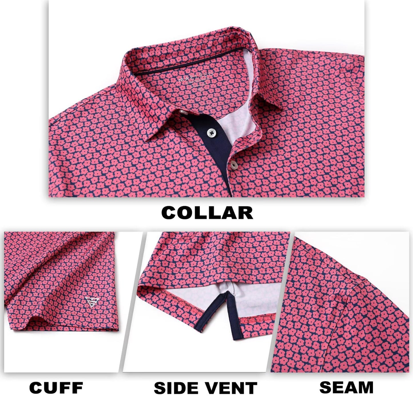M MAELREG Polo Shirts for Men Quick Dry Fit Short Sleeve Performance Moisture Wicking Print Men’s Golf Shirts