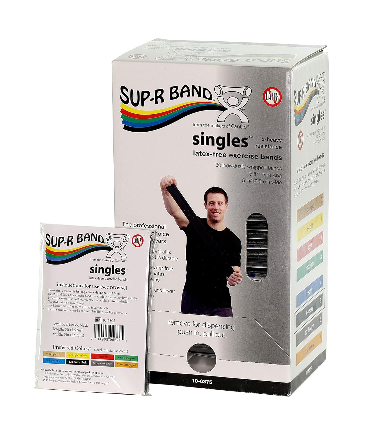 CanDo 10-6323 Sup-R Latex Free Exercise Band, 50yds Length, Green-Medium