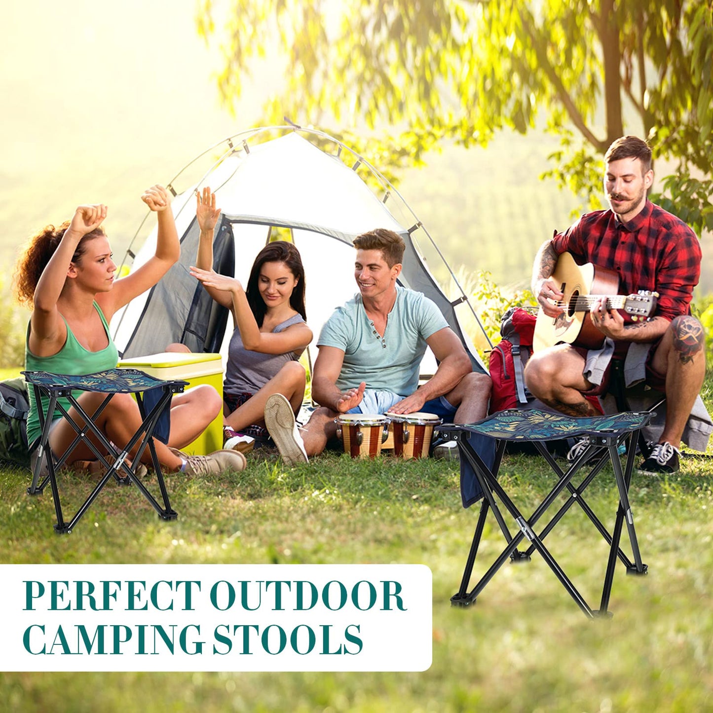 6 Pack Camping Stool, 13 inch Portable Folding Stool with Carry Bag Collapsible Camping Chair 400 Lbs Compact Stool Seat for Camping Fishing Hiking Gardening Walking Travelling Outdoor Activities