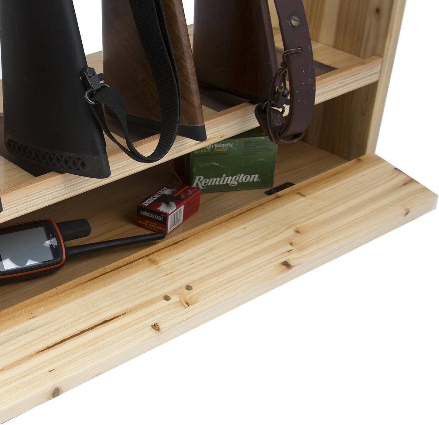Rush Creek Creations unisex adult Rustic Pine Standing Indoor 6 Rifle Shotgun Storage Rack, Rustic Pine, 34 L x 9.5 W 42 H US