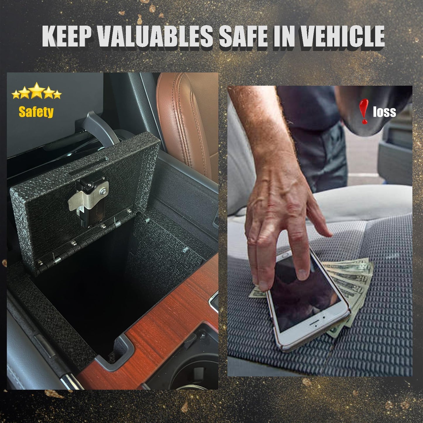 JIKE Center Console Safe Compatible with BMW X5 2019-2025, BMW X6 2020-2025, BMW X7 2019-2025, 4 Digit Lock with Backup Key.