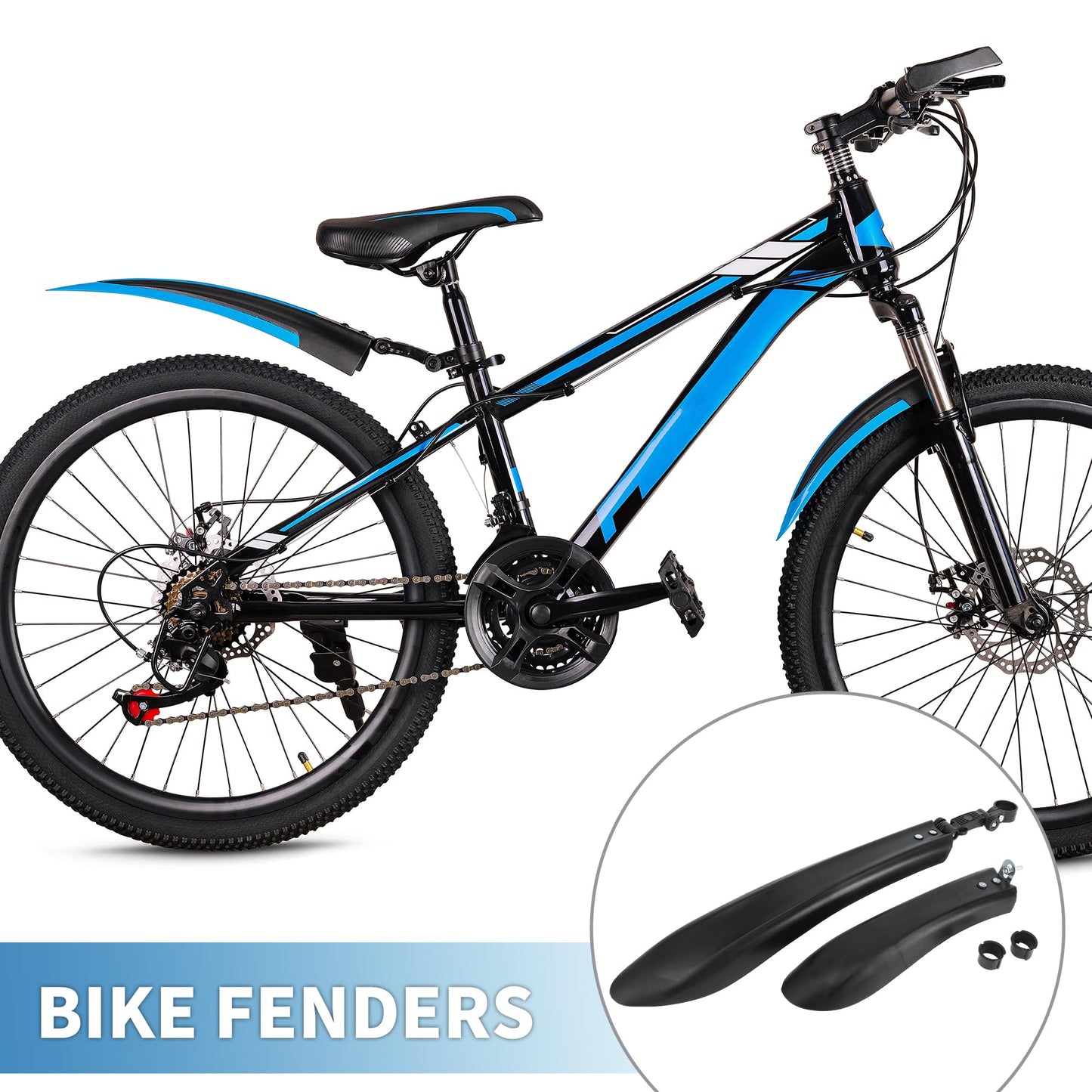 A ABSOPRO Universal Front and Rear Bike Fenders Bicycle Mud Guards Suitable 31.5cm 58cm Durable Cycling Bike Mudguards Set Plastic Black 1 Set