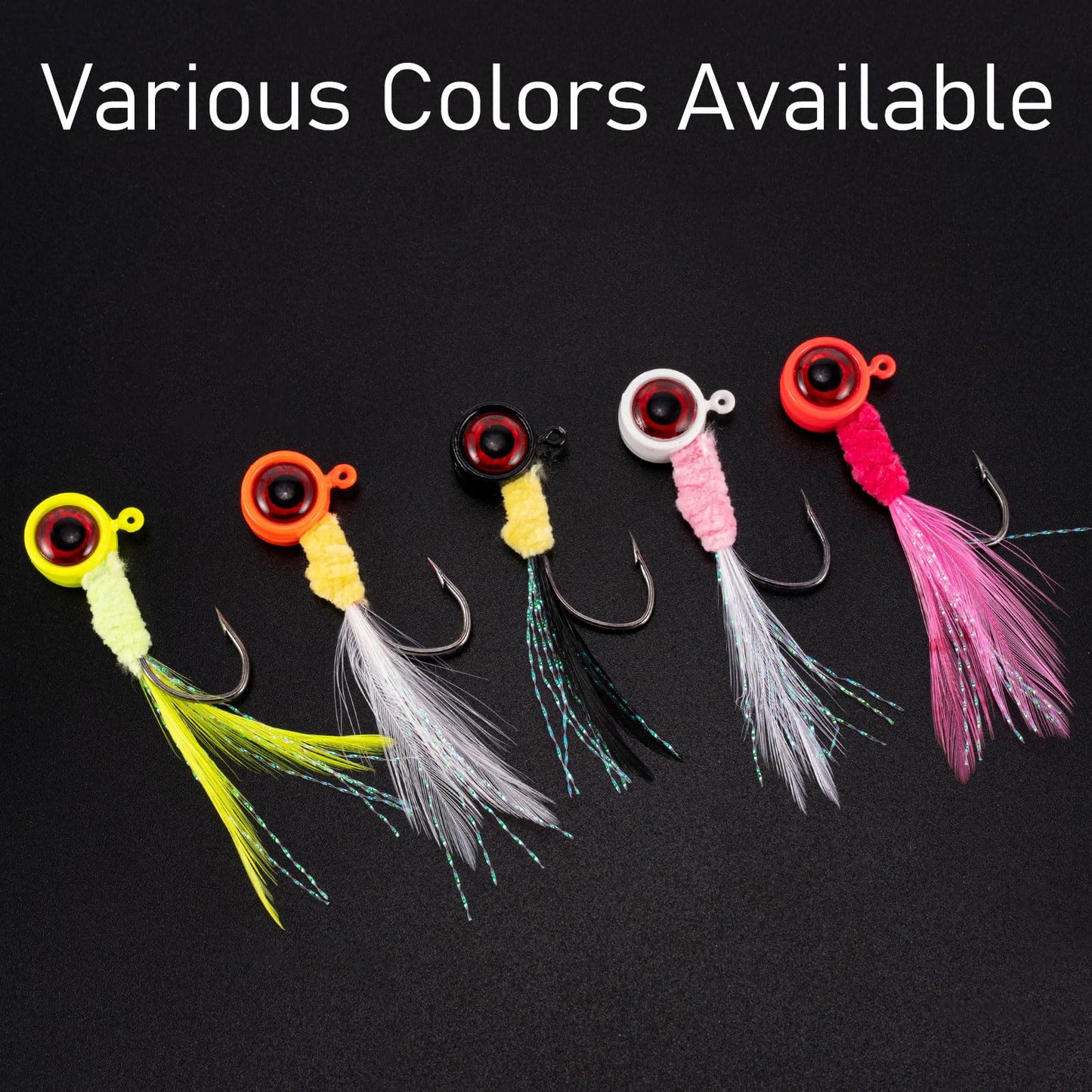Dr.Fish 10 Pack Crappie Jig Marabou Jig Hand-Tied Freshwater Ball Fishing Jig Hooks Sickle Hook Bass Trout Panfish Bluegill Walleye Fluorescent Yellow 1/16oz