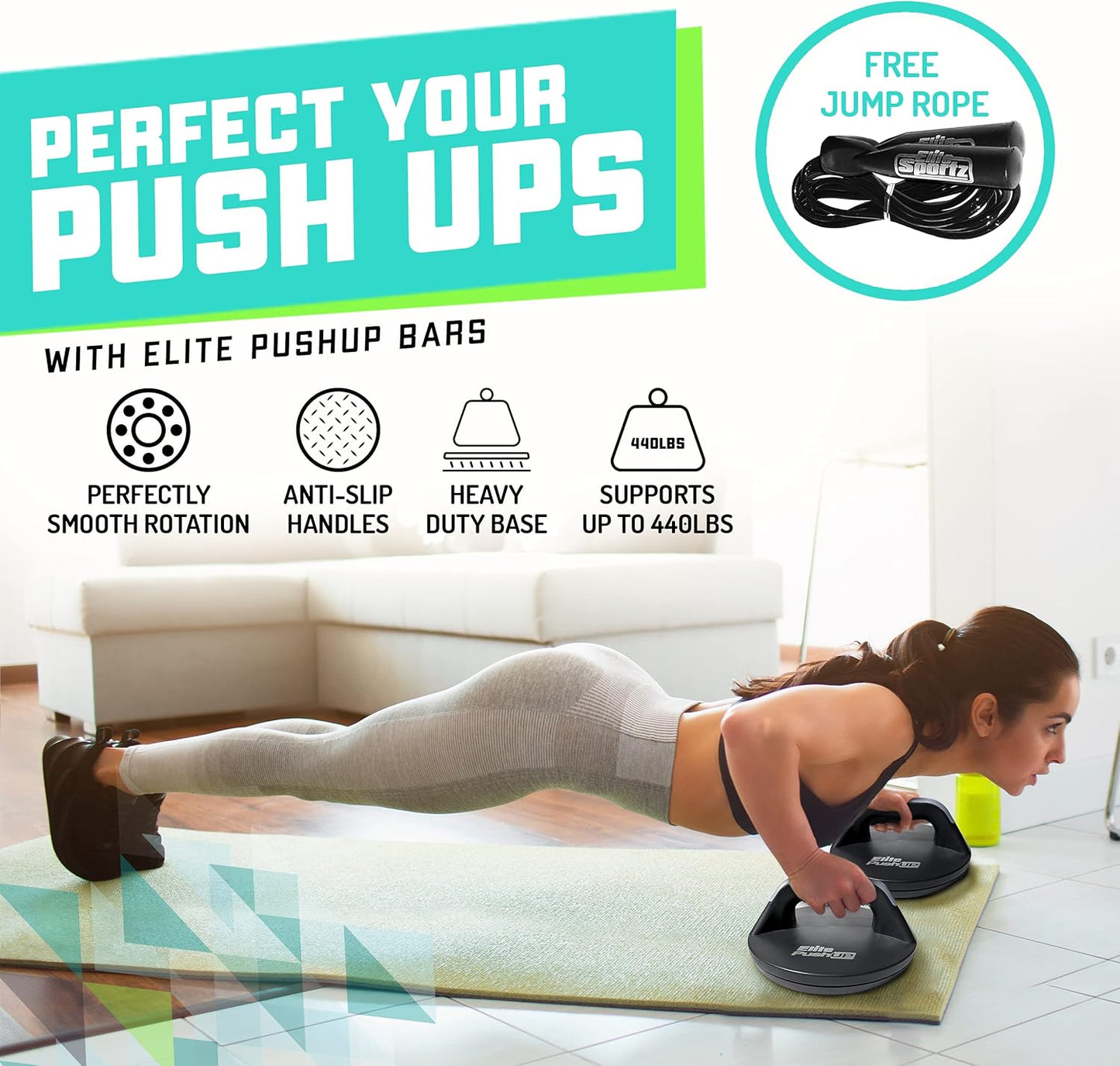 Elite Sportz Push Up Bars - You Will Feel Less Wrist Pain Than When Doing Normal Pushups. Very Sturdy and Won’t Slide Around