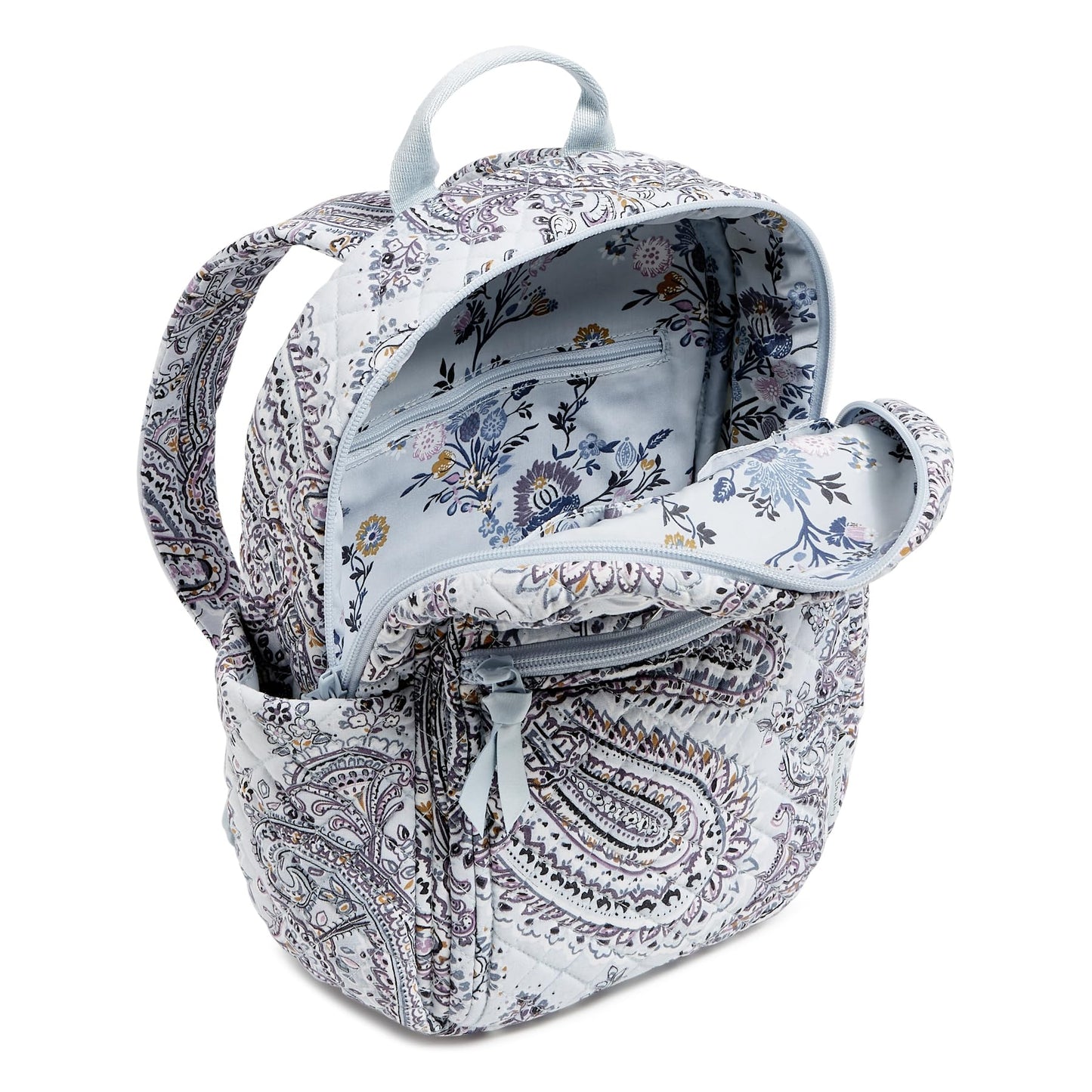 Vera Bradley Women's Cotton Small Backpack, Soft Sky Paisley, One Size