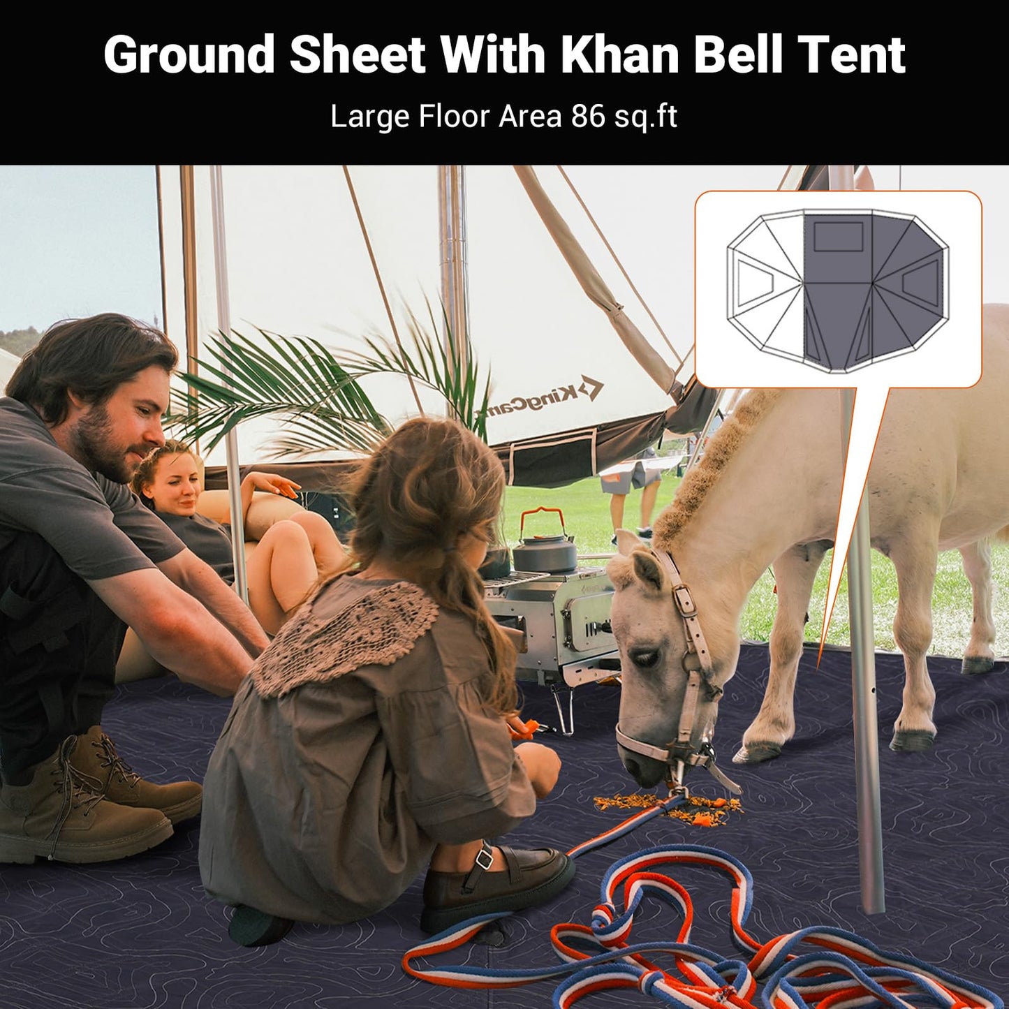 KingCamp Tent Footprint, Soft and Durable Tent Carpet Mat with Ultrasonic Seamless Padding and Waterproof Layer for Camping, Picnic, Beach & Outdoor Travel