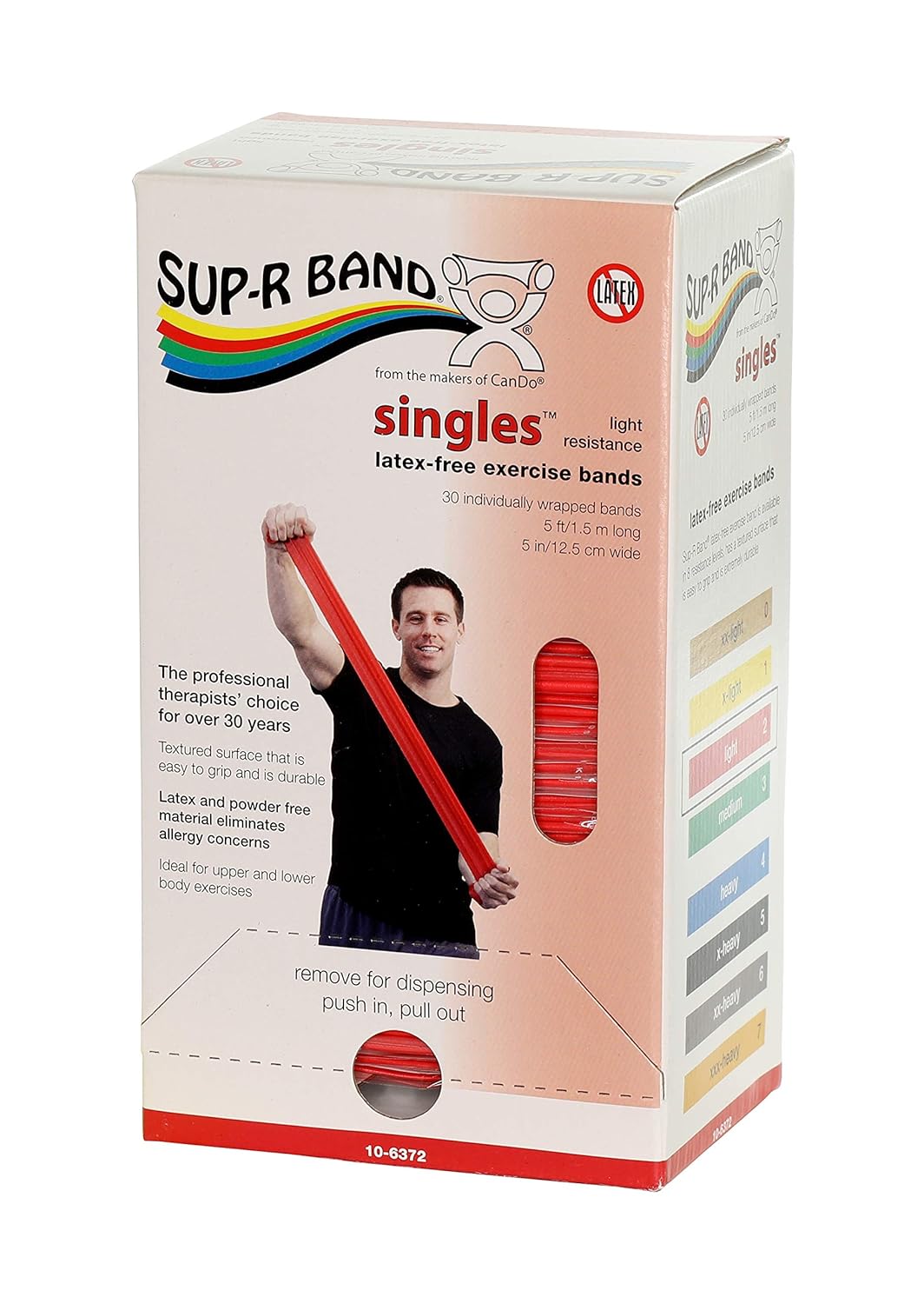 CanDo 10-6323 Sup-R Latex Free Exercise Band, 50yds Length, Green-Medium