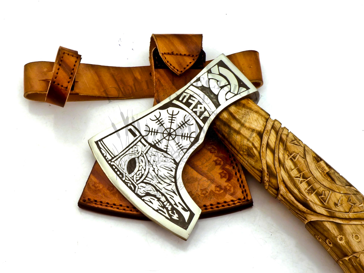 22-Inch Hand-Forged Viking Axe with Sheath, Hatchet with Sheath, Axe for Men, Survival Axe, Viking Bearded Camping Axe, Best Gift Axe