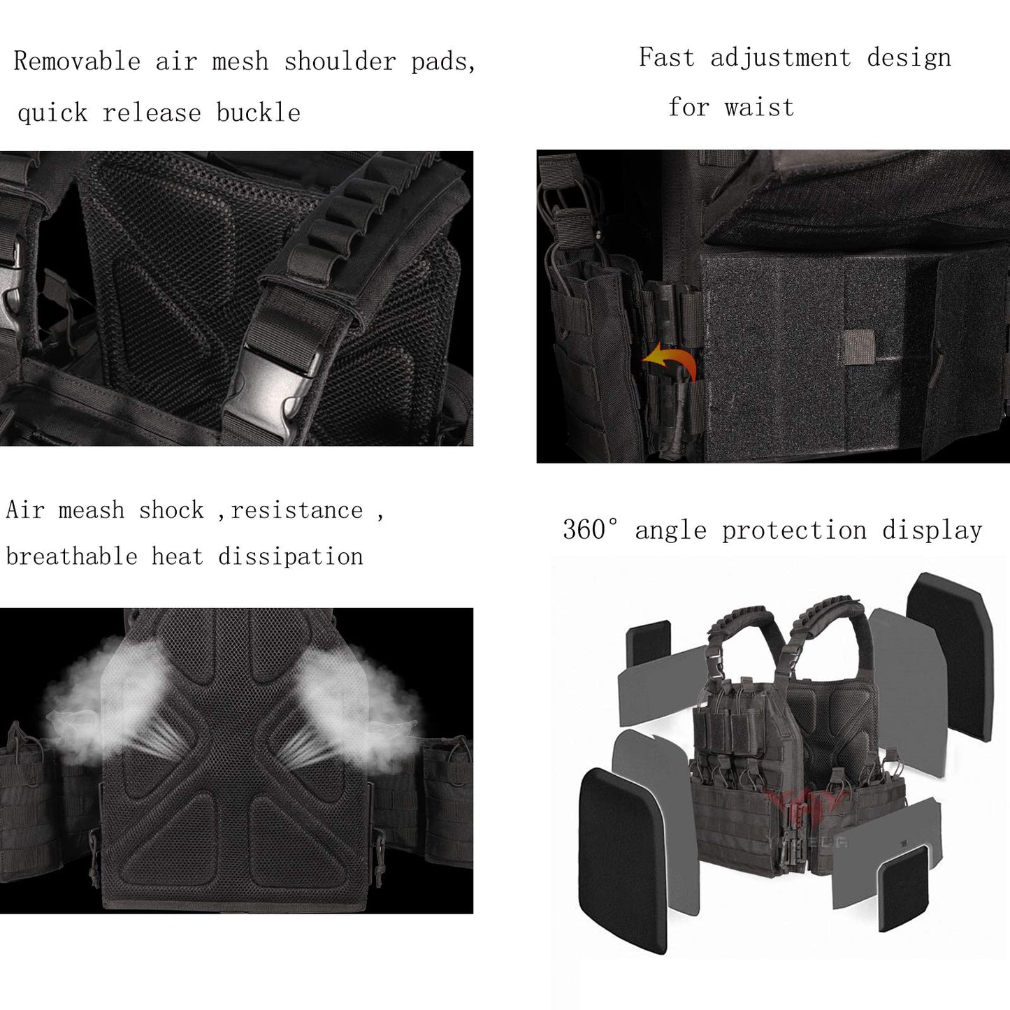 vAv YAKEDA Camo Tactical Outdoor Carrier Vest (Black)