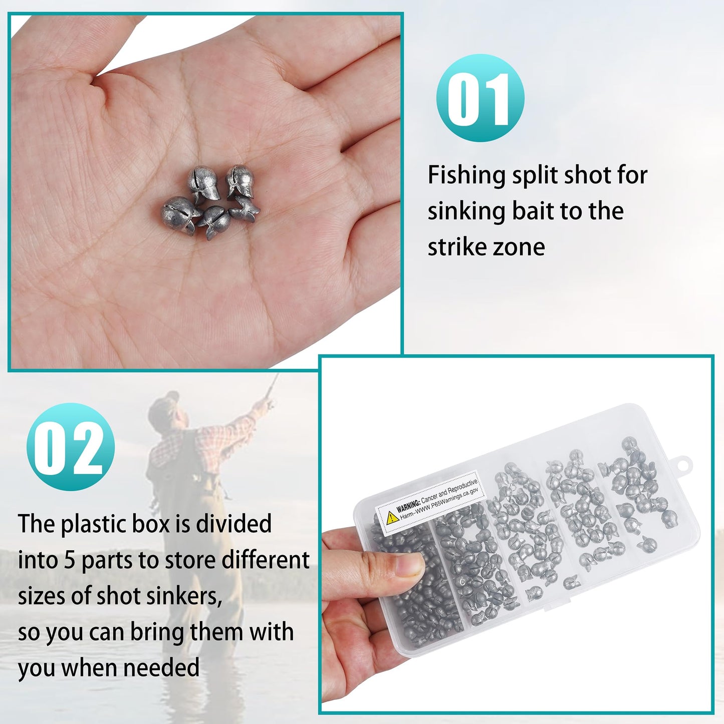 100 Pack Split Shot Fishing Weight Removable Clip On Fly Fish Line Sinkers Round Egg Fishing Sinker Saltwater Lead Weight Bass Fishing Freshwater 3.0g