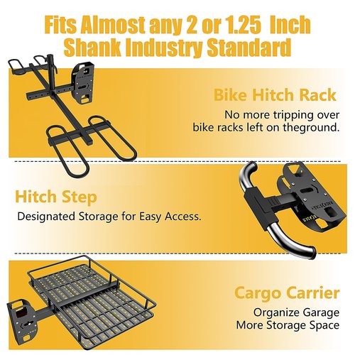 Hitch Wall Mount Bike Rack,Trailer Hitch Wall Mount Receiver Adjustable 1.25" to 2" for Garage Organization,Heavy Duty Hitch Wall Mount Storage Rack Hold 90lbs,Wall Mounted Hitch for Bike Rack/Cargo Carrier