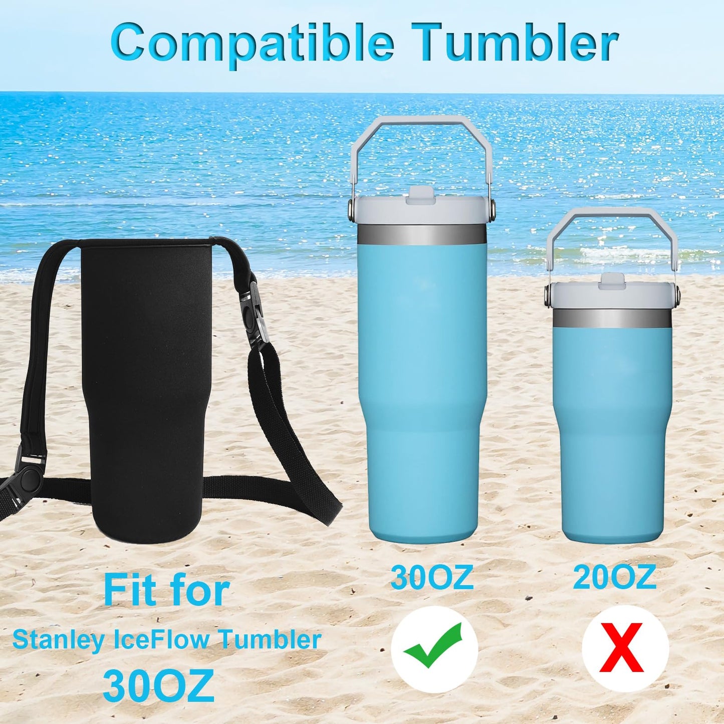 SKZIRI Water Bottle Carrier Sling Bag Sleeve Pouch Holder for 30oz Stanley IceFlow Stainless Steel Tumbler Outdoor Hiking Travelling Camping Picnic (1)