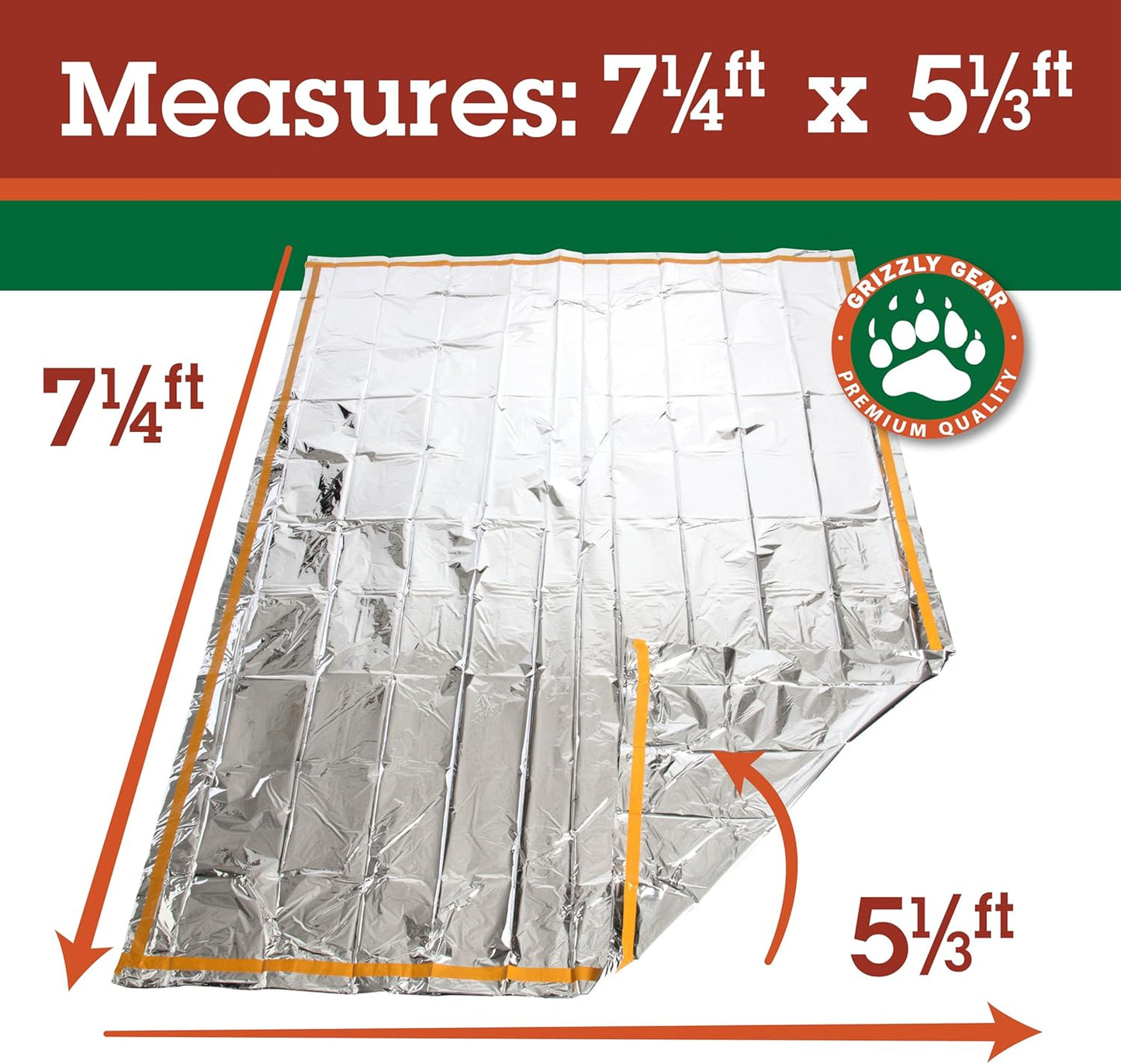 Emergency Thermal Mylar 2 Person Sleeping Bags -Ultra Compact for Camping, Survival, Disaster Bivouac Shelter- Pocket Sized, 7.25ft x 5.25ft - Retains 90% of Body Heat and Repels Wind & Water