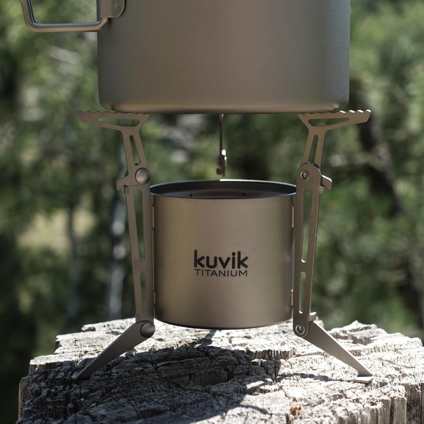 Kuvik Titanium Siphon Alcohol Stove with Folding Legs - Ultralight and Compact Stove for Backpacking, Camping, and Survival