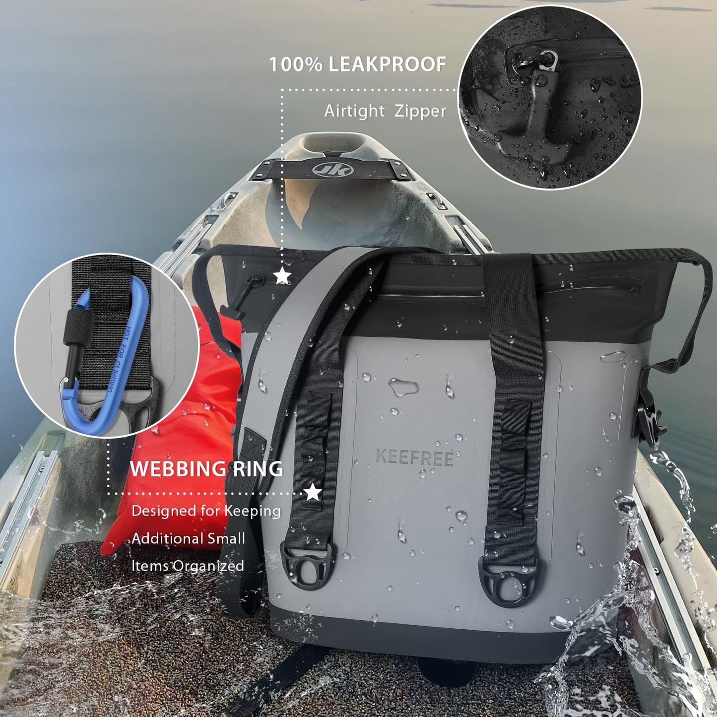 KEEFREE Tote Cooler 20 Can Insulated Soft Cooler Bag Waterproof Handbag Shoulder Bag for Lunch Drink Beverage Picnic BBQ Beach Hiking Fishing Camping Travel (Grey)