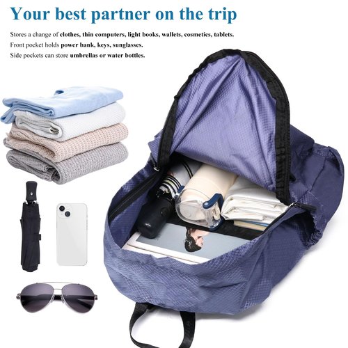 Long Keeper 15L Packable Lightweight Backpack for Women Men Water Resistant Foldable Hiking Travel Camping Daypack (Purple)