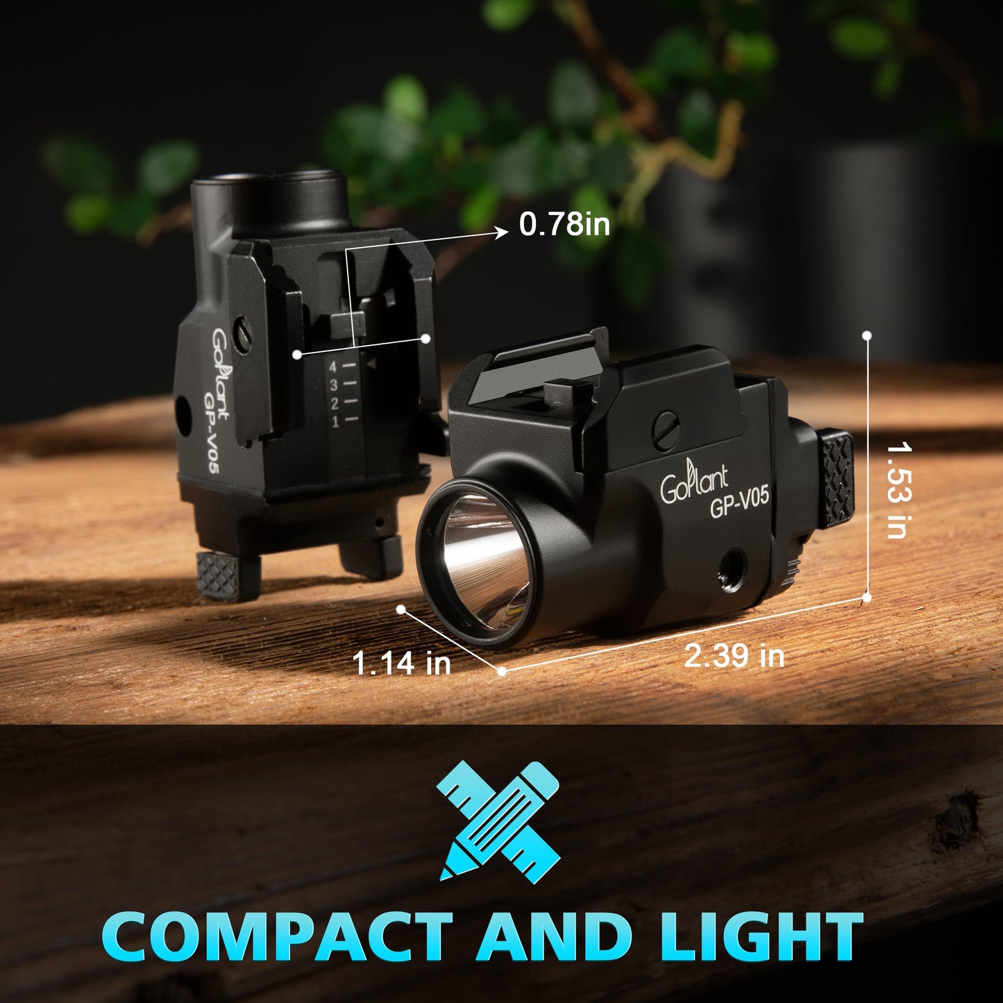 1500 Lumens Compact Weapon Laser Light, Aircraft Grade Aluminum Pistol Light, Adjustable Rail-Mounted Handgun Light and Green Laser Combo (Black)