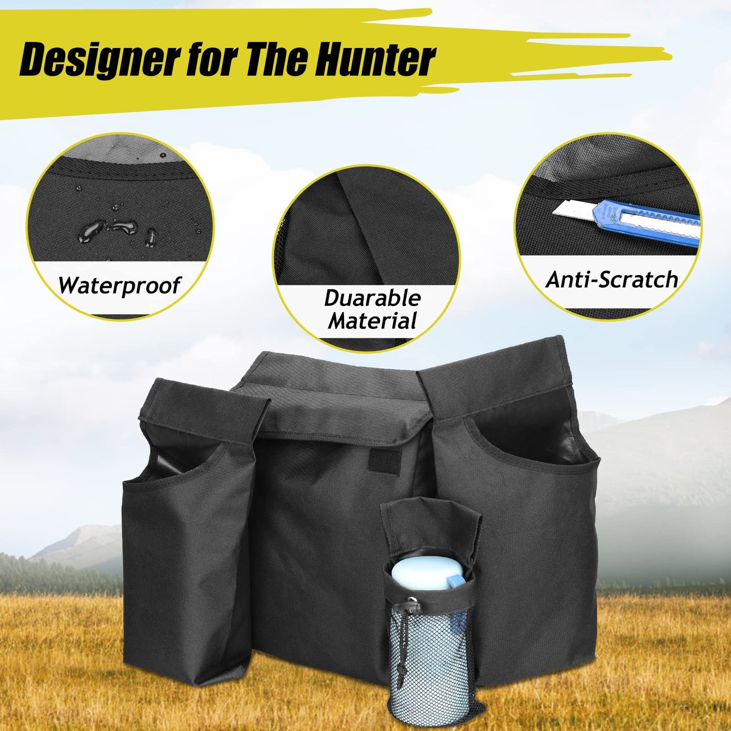 BOOSTEADT Dove Hunting Belt, Game Pouch, Shell Bags, Water Bottler Holder, Adjustable Game Belt for Shooting, Hunting