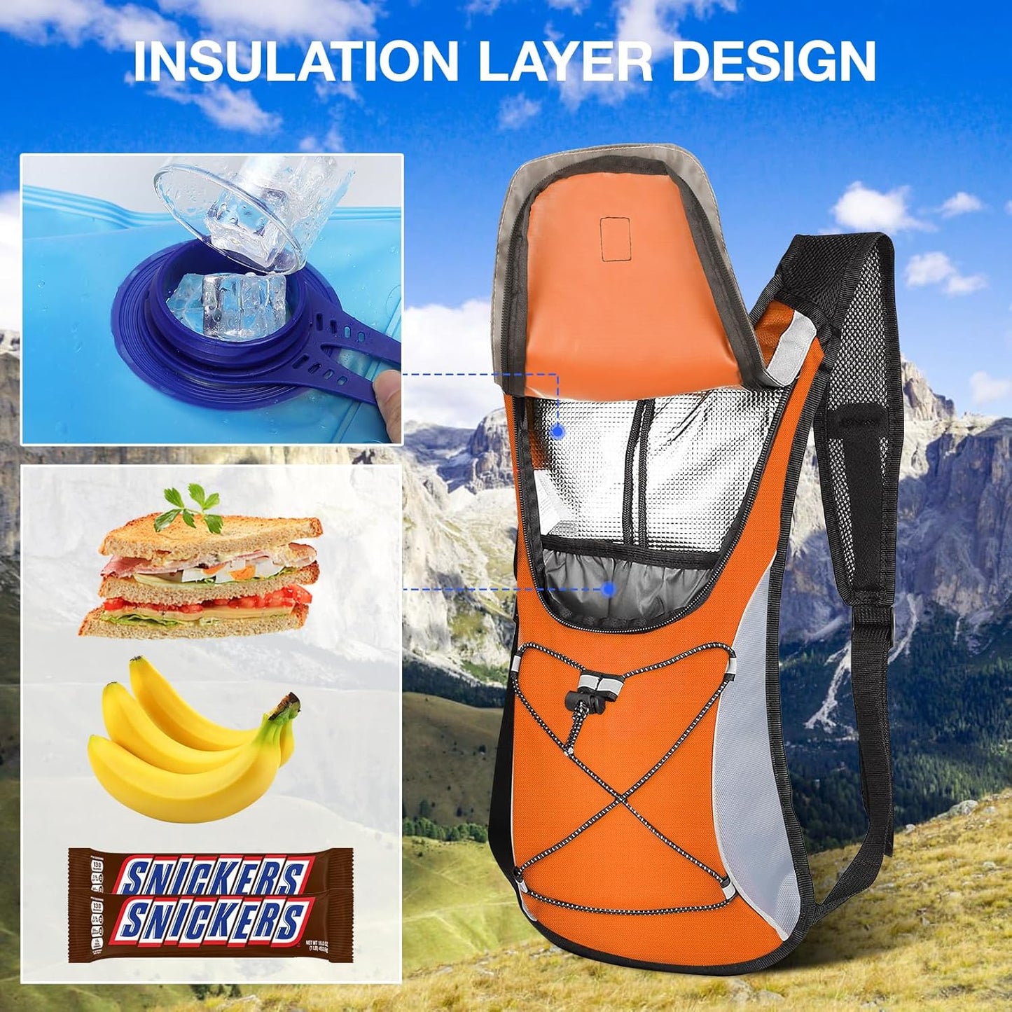 KUYOU Running Hydration Vest - Lightweight Insulated Hydration Backpack with 2L Water Bladder, Adjustable Chest Straps and Reflective Water Backpack for Trail Running Marathon Race Hiking Cycling