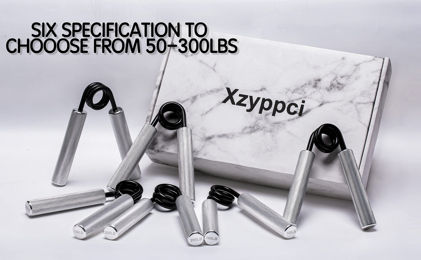 Xzyppci Metal Grip Strength Trainer 6pack,50-300LB Hand Gripper kit,Non-Slip Heavy-Duty Wrist Forearm Strengthener,Hand Grip Strengthener