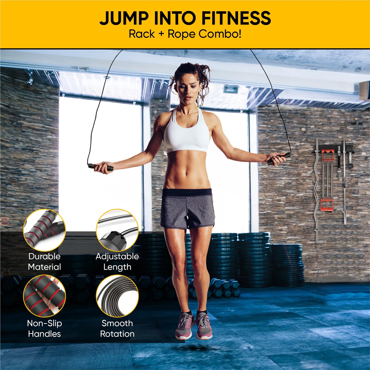 2-in-1 Gym Storage Rack + Jump Rope, Baseball bat wall mount, Gym organization for home gym, Bat holder wall mount, Baseball bat holder for wall, Home gym storage rack, Gym equipment storage, Bat holder, Bat holder for dugout fence, Gym organization, Weig