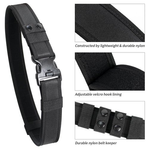 FENGSINET Duty Belt Nylon Police Belts for Law Enforceent Security Utility Tactical Belt Carry Mens Webbing Belt (Nylonblack, Small)