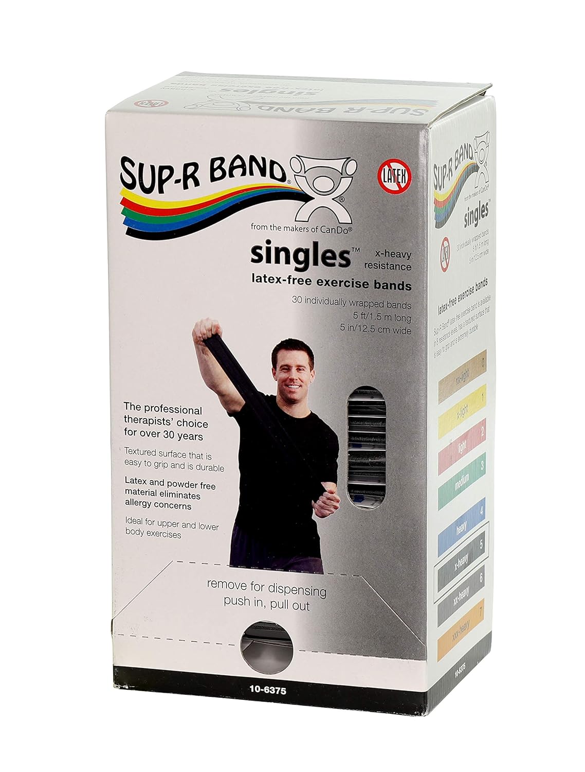 CanDo 10-6323 Sup-R Latex Free Exercise Band, 50yds Length, Green-Medium