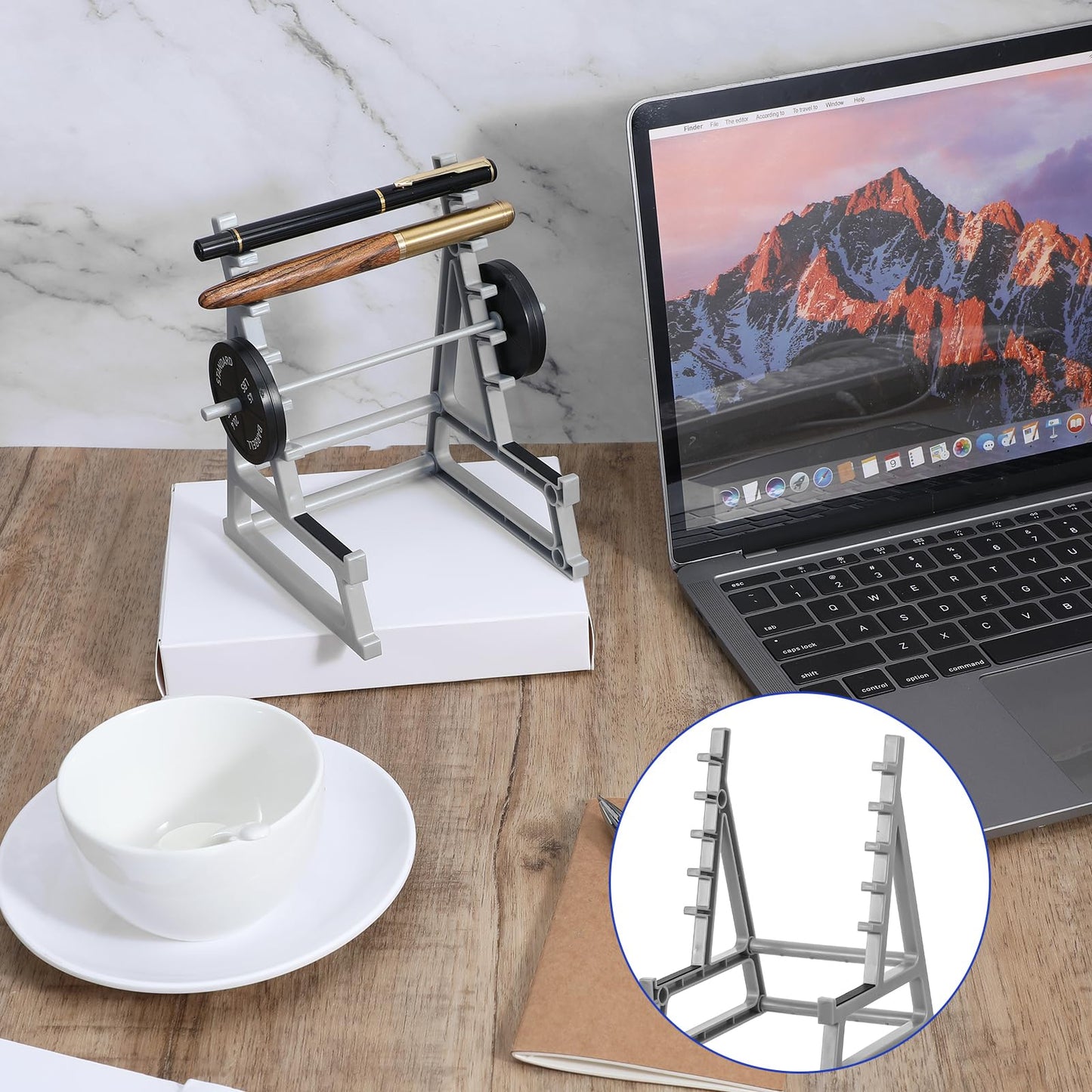2pcs Squat Rack Pen Holder - Mini Barbell Rack With Weights & Barbells for Office Gym Decorations - Desktop Decor for Fitness Weightlifting Lovers