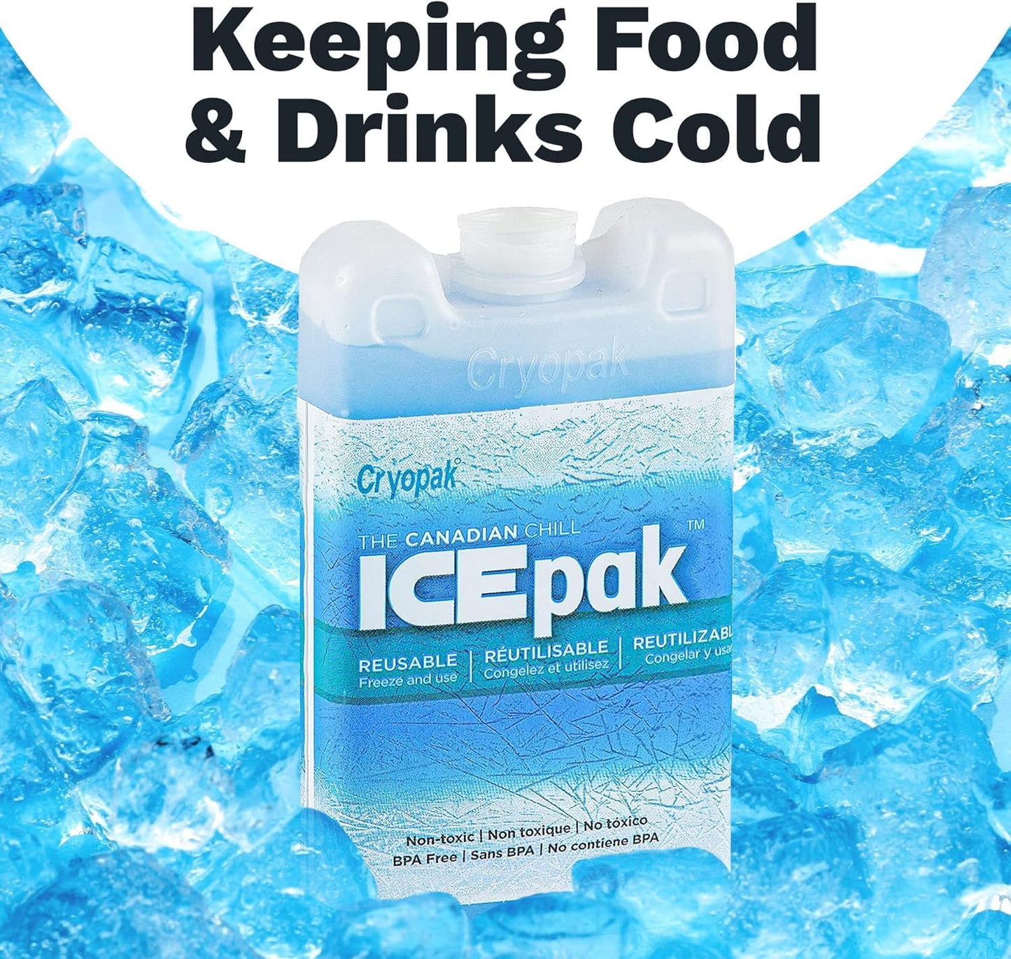 Cryopak ICEpak Large Hard Shell Reusable Ice Packs for Coolers and Lunch Box Use, Freezer Safe Gel Design, Professional Grade Cooling, Non-Toxic and BPA Free, Essential Travel Accessories, Large
