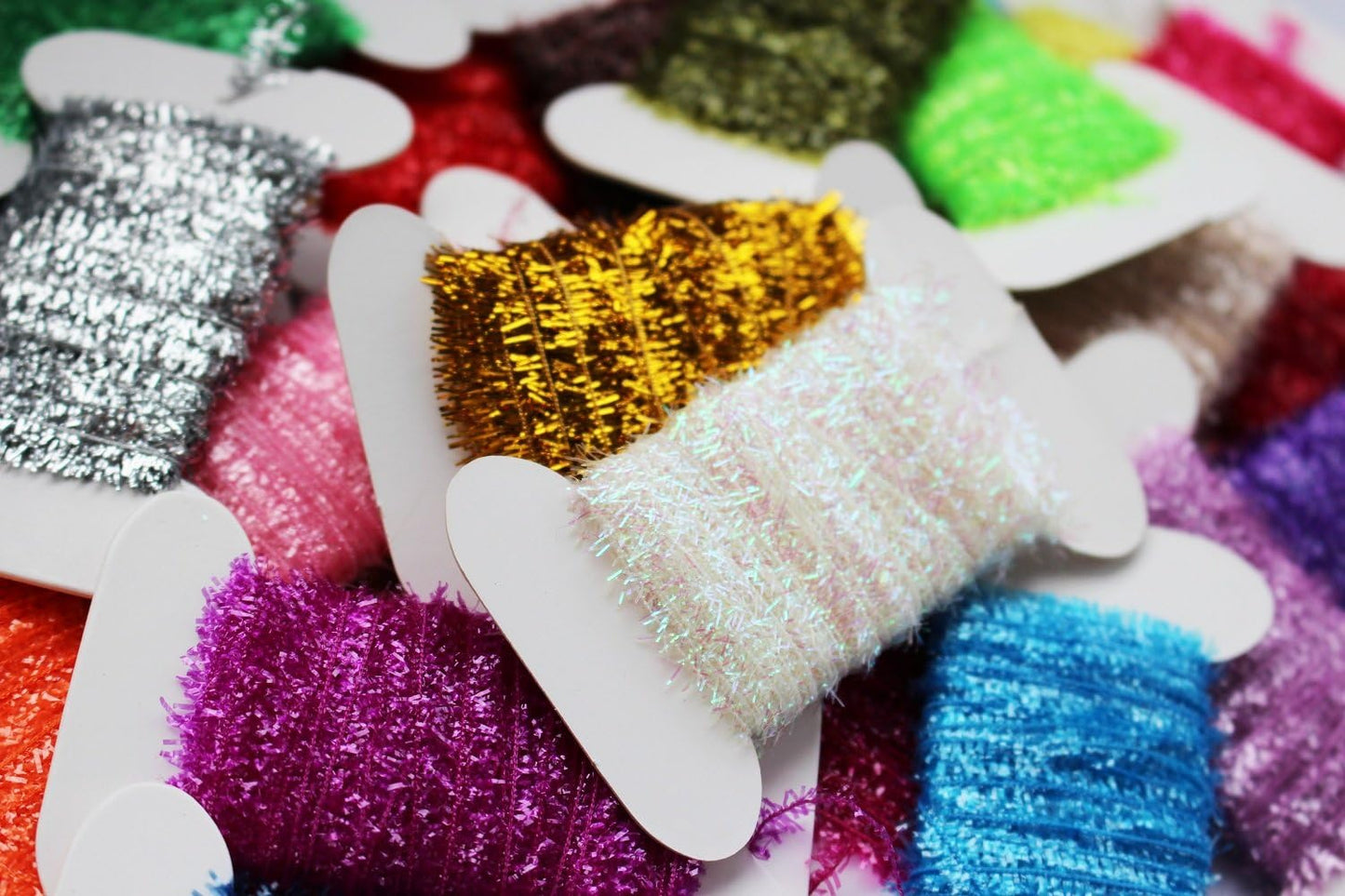 24 Cards 10m/Card Fly Fishing Tinsel Chenille Crystal Flash Line Nymph Streamers Lure Making Fly Tying Materials