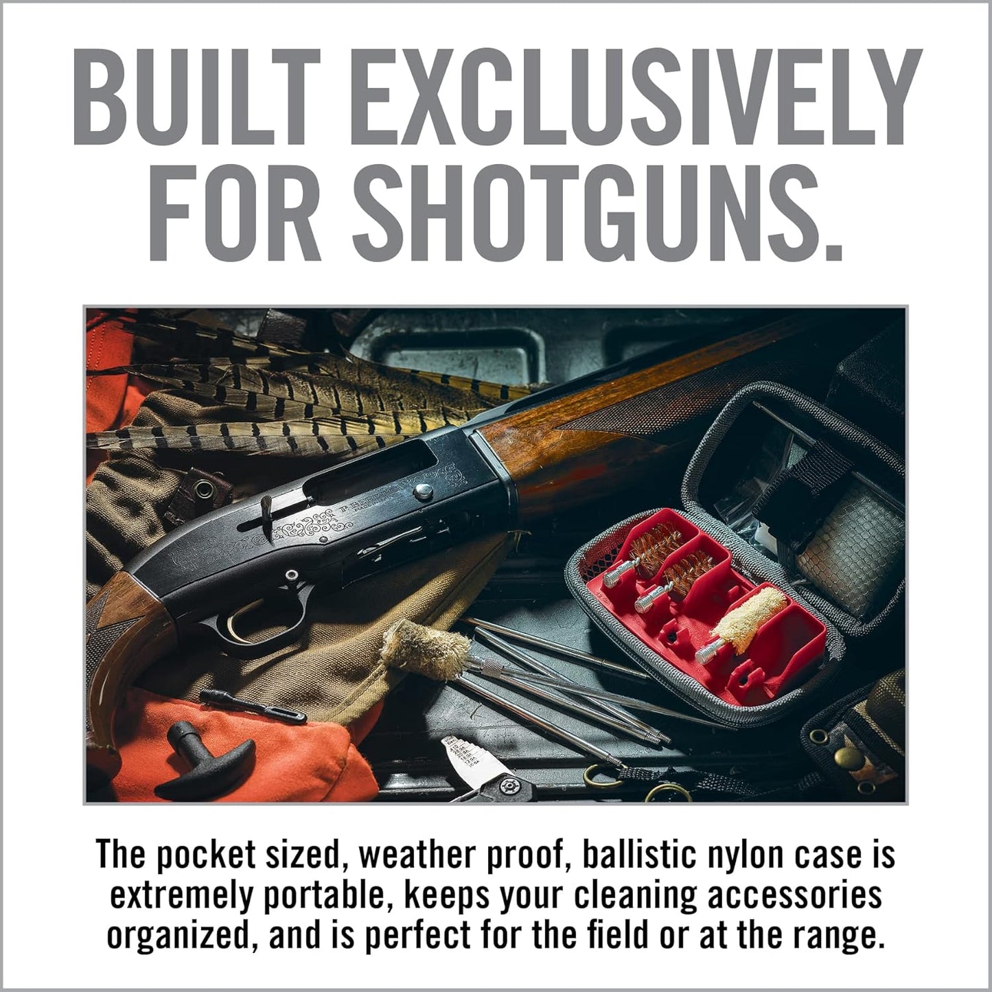 Real Avid Shotgun Cleaning Kit – Compact Cleaning Case for 12 and 20 Gauge with 7 Section Rod, Bronze Brushes, Mops, Bore Patch Tip, Thread Adaptor and 50 Patches - Trap & Hunting Maintenance Kit