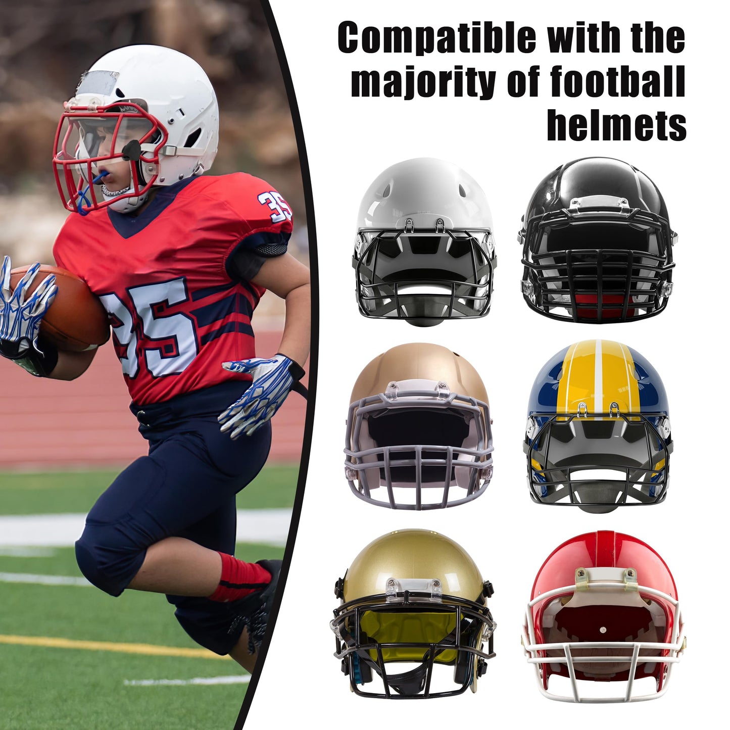 JONSTYN Football Visor with Anti-Fog Clear Shield, 15 Stickers & Storage Bag | Scratch-Resistant, Polycarbonate, Anti-Reflective, Durable & Easy to Install | Universal Fit for Youth & Adult Helmets