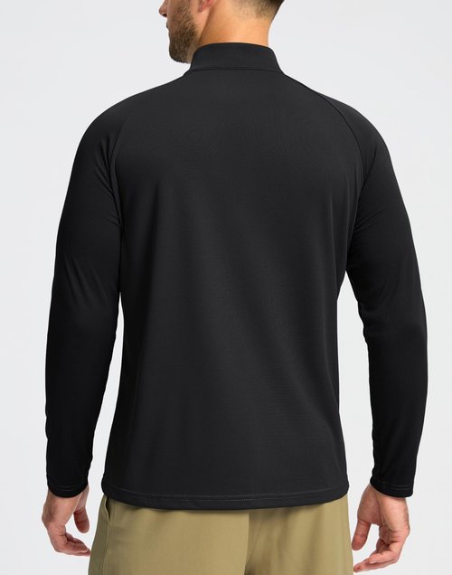 G Gradual Men's Running Shirts Long Sleeve Athletic Shirt Lightweight Quick Dry Quarter Zip Pullover for Men Workout Gym Golf(Black,L)