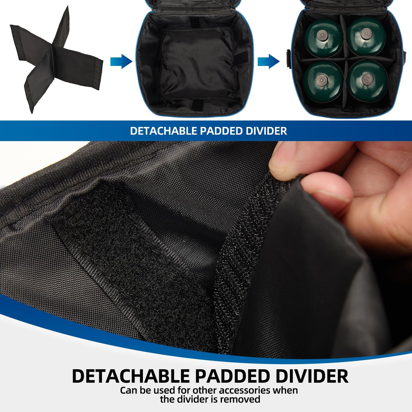 1 LB Propane Tank Storage Bag with Padding, Mini Propane Cylinder Carry Case to Hold 4 Pcs Small Gas Tank, Portable 16 OZ Gas Cylinder Holder with Strap, Bag Only