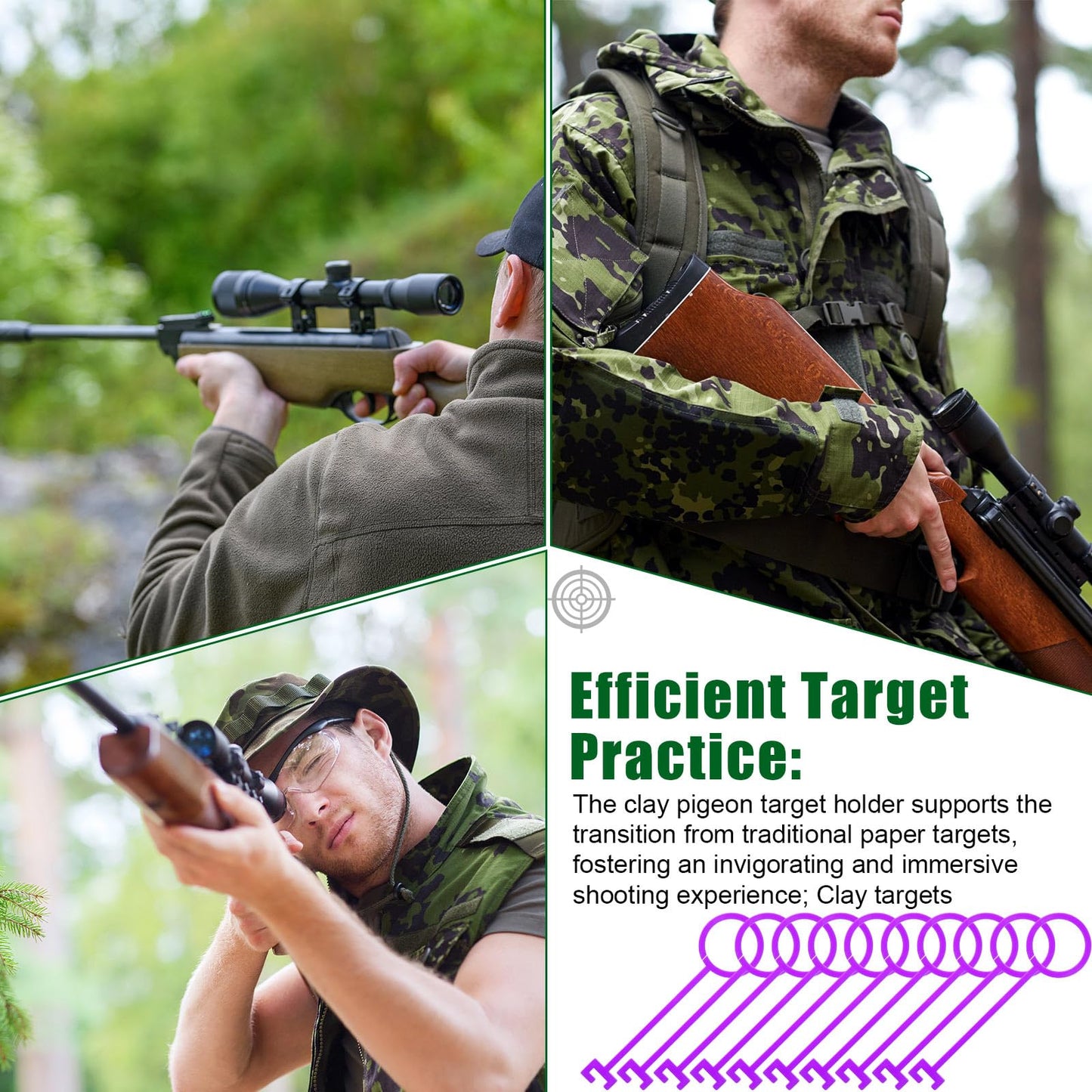 Lenwen 75pcs Clay Target Holders, Versatile Clay Pigeon Hooks Hanging Target Hangers for Outdoor Shooting Practice(Purple)