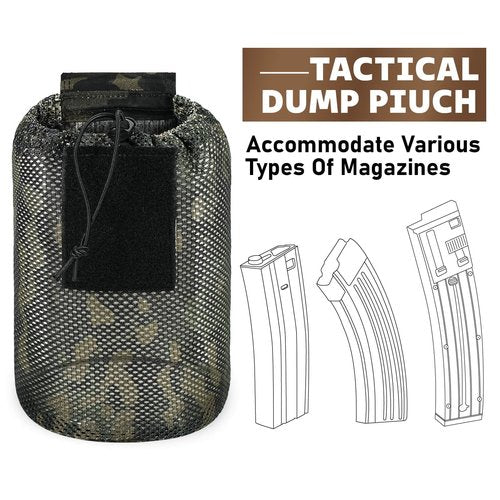 Dump Pouch Tactical Molle Mesh Pouches,Lightweight Range Compact Micro Drawstring Foraging Roll Up Foldable Recovery Ar Mag Tool Pack,EDC Drop Net Storage Belt Bag.… (MK)