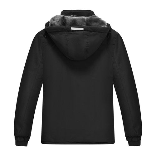 MoFiz Boys Waterproof Ski Jackets Warm Winter Snow Coat Kids Fleece Jackets Thick Hooded Windproof Snowboard Coats Black Medium