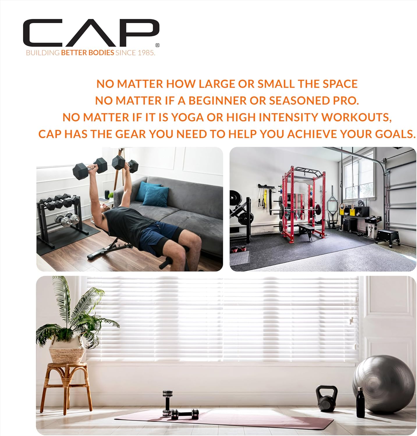 CAP Barbell Black Cast Iron Hex Dumbbell | 5-120 LBs | Single or Pair