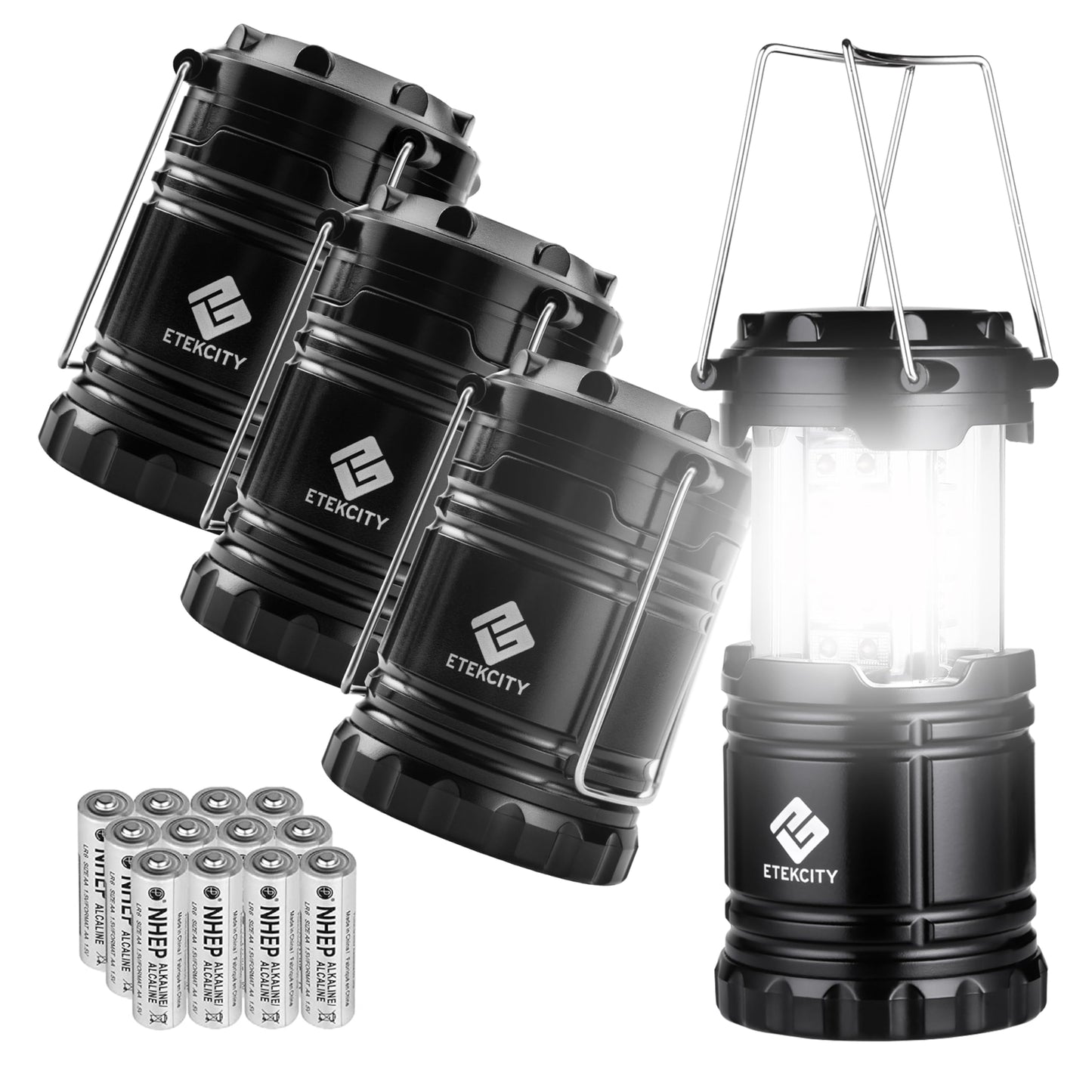 4-Pack Camping Lanterns with 30 LED Bulbs, 1000LM 2-Pack LED Camping Lanterns with 4 Light Modes and IPX4 Water Resistance