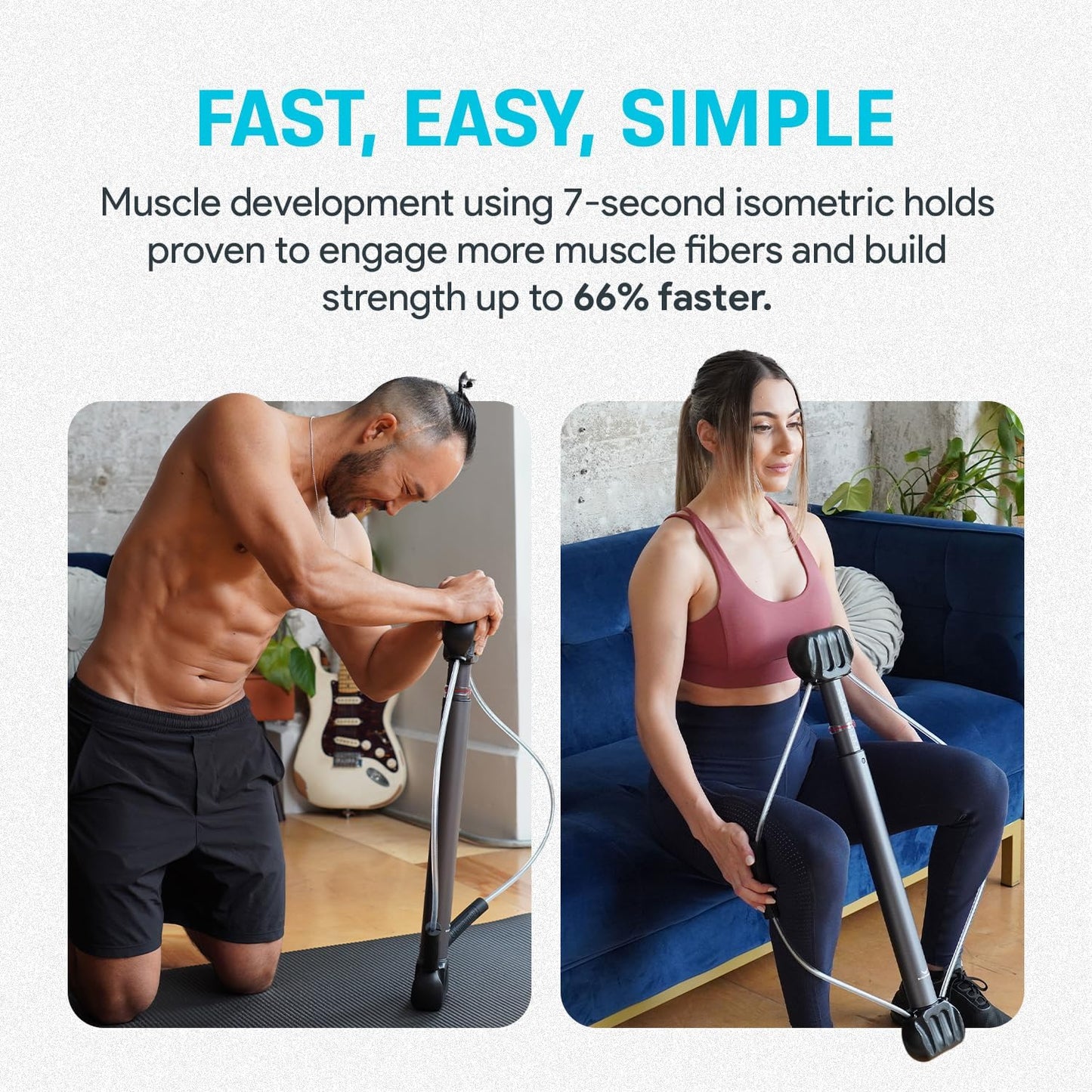 Bullworker Bow Classic 36" Isometric Exercise Equipment, Portable Strength Training at Home Gym Equipment for Back, Shoulder, Chest, Biceps, Abs, Arm, Ab Workout, All in One Exerciser for Men & Women