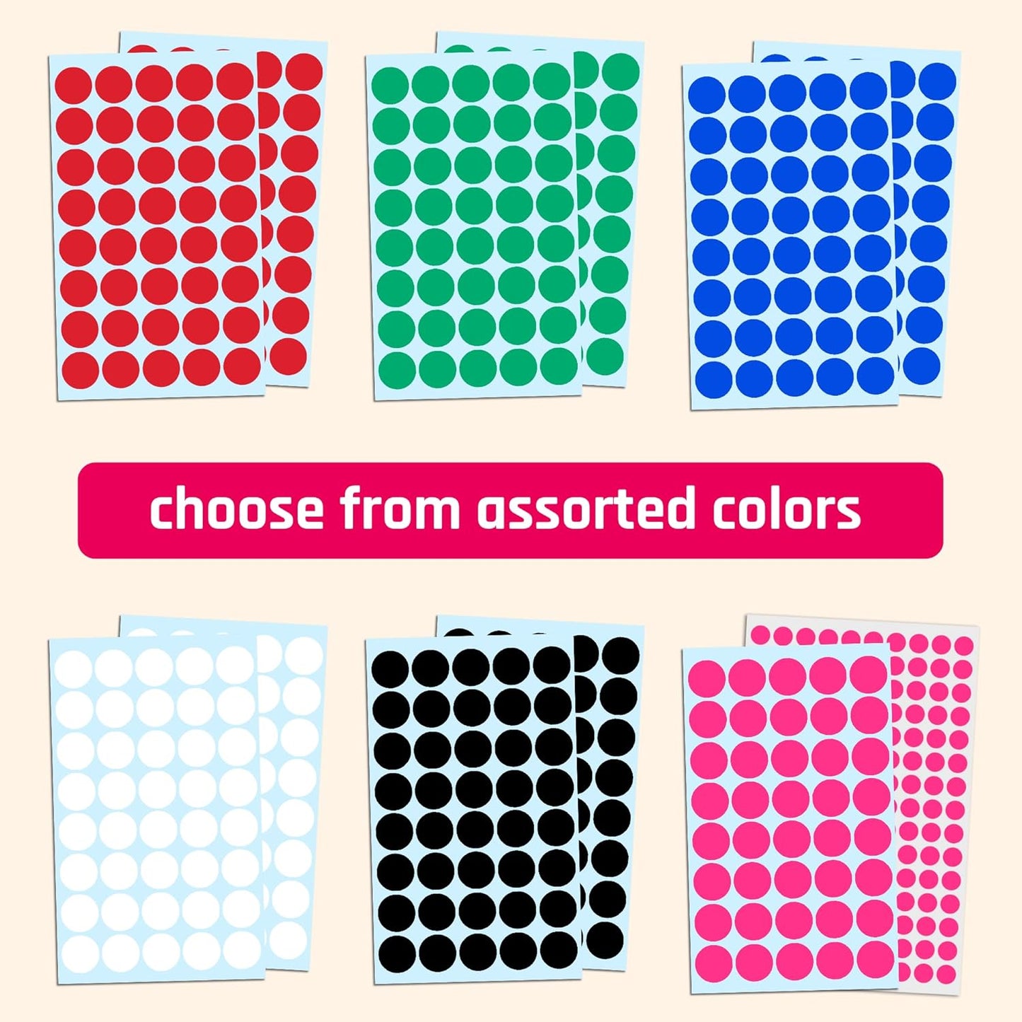 2000 Pack, 3/4" Round Dot Stickers Circle Labels - Red