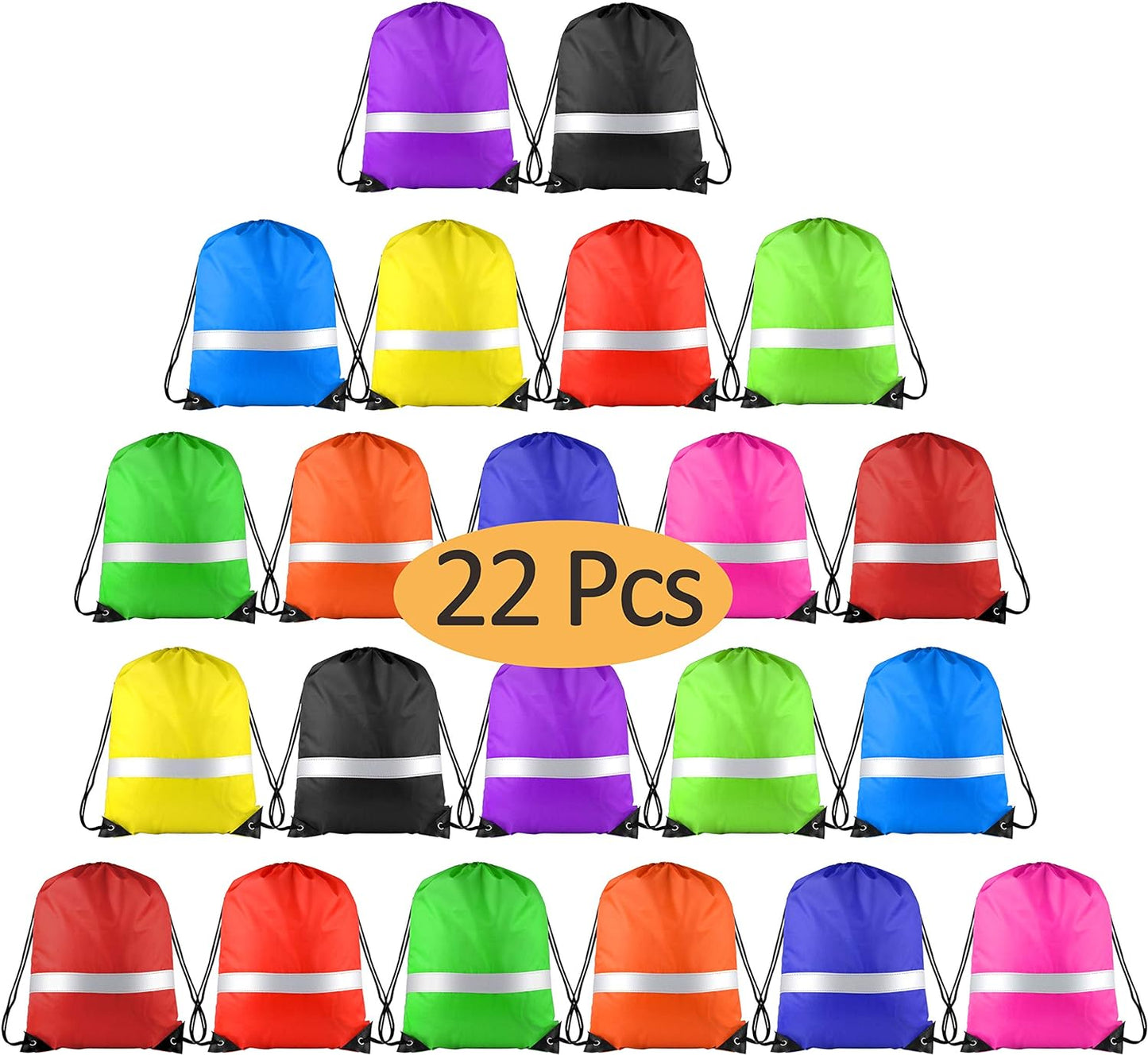 KUUQA 15 Pack Drawstring Backpack Bag Bulk Reflective Backpack String Bags Cinch Sack Backpack for Team Yoga Sport Gym Traveling
