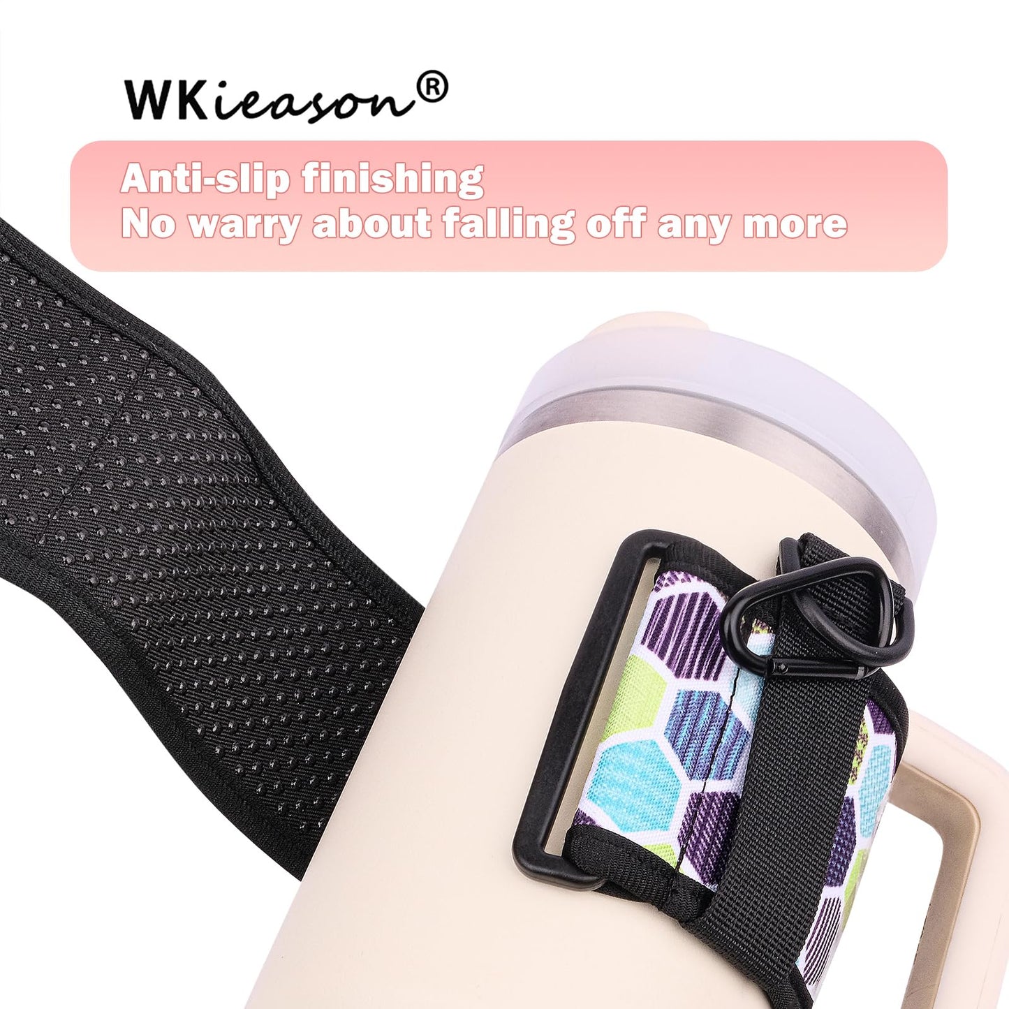 WK IEASON Water Bottle Handle Shoulder Crossbody Strap Shoulder Strap for Stanley Tumbler 30-40OZ with Straw Cover & Carabiner for Stanley Cup Accessories